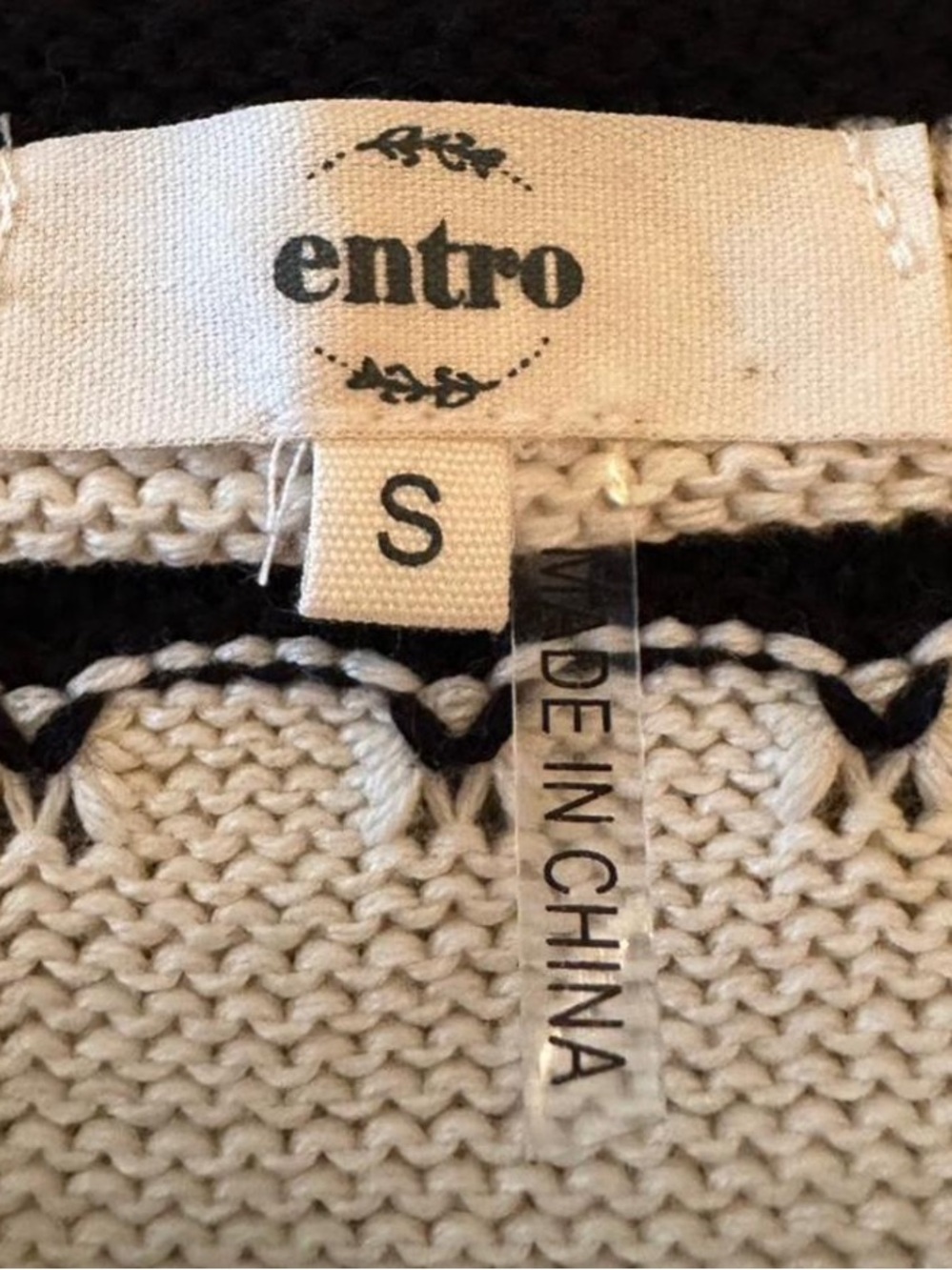 Entro Black Cream Knit Tank Top Coastal Resort Crochet Sweater Cami Small 🖤 - Picture 5 of 8
